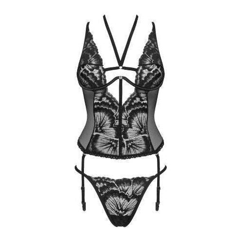 2-delige Jarretel-set Alessya -zwart