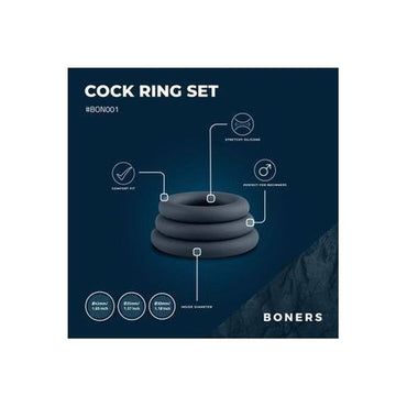 Boners 3-Delige Cockringen Set - Grijs