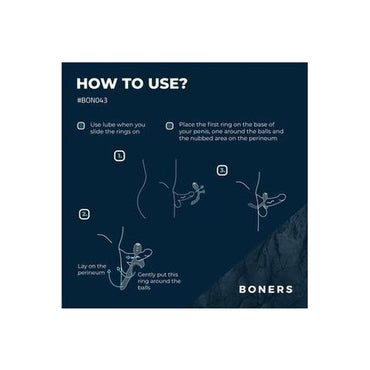 Boners Triple Cockring - Blauw