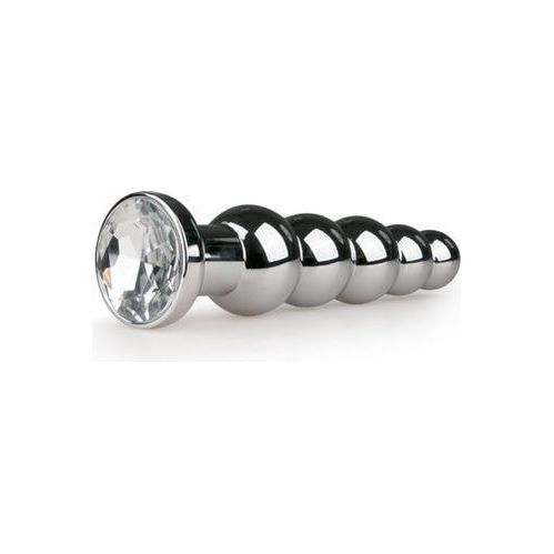 Dunne Geribbelde Buttplug Met Transparant Kristal