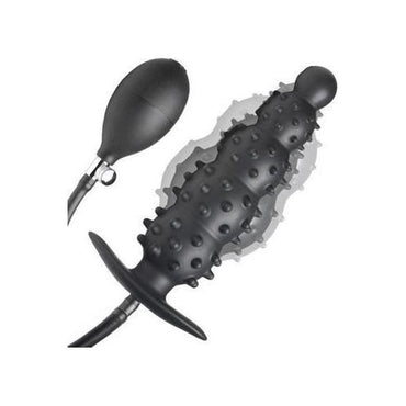 Geribbelde Opblaasbare Anaalplug - Zwart