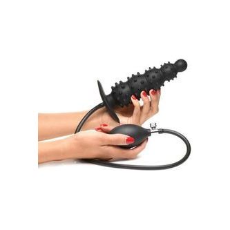 Geribbelde Opblaasbare Anaalplug - Zwart