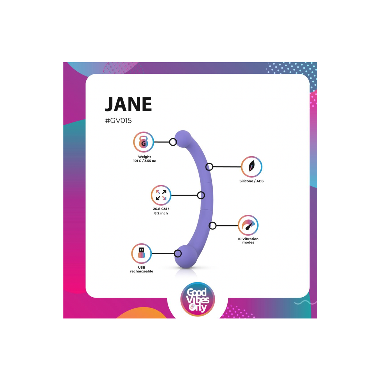 Good Vibes Only - Double End Vibrator Jane - Paars
