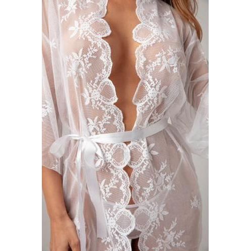 Kanten Kimono Set Flower - Wit