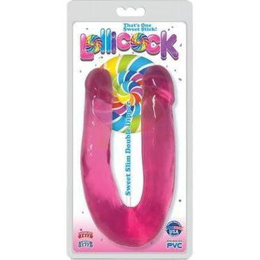 Lollicock - Sweet Slim Double Dipper Dildo - Cherry Ice - 33 cm