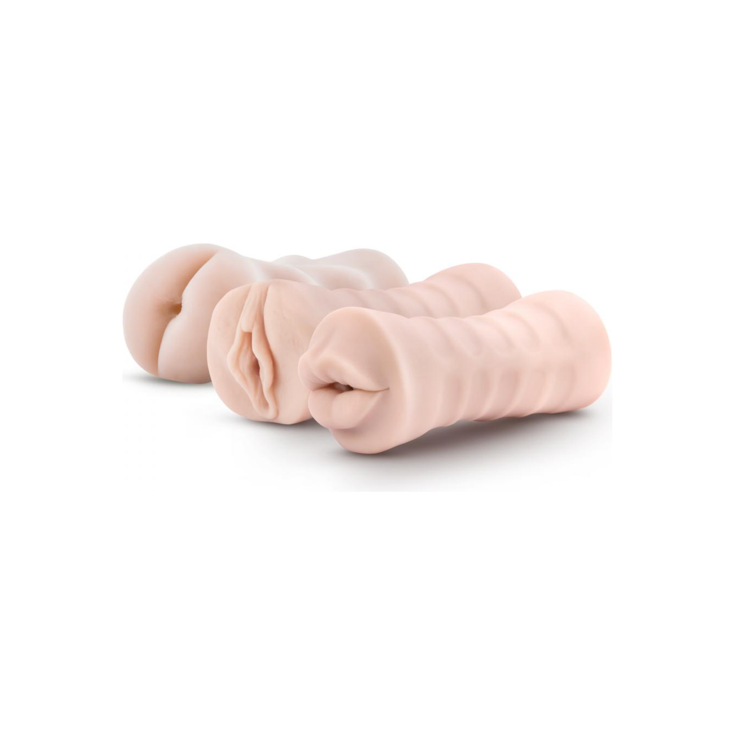 M for Men - Set Van 3 Masturbators Met Bullet Vibrator: Vagina, Anus, Mond