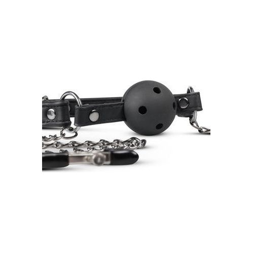 Open Ball Gag Met Tepelklemmen