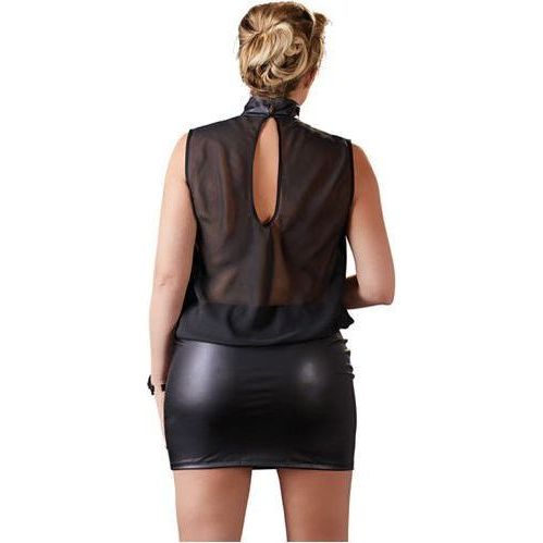Plus Size Netstof Mini Jurkje Met Wetlook Rok
