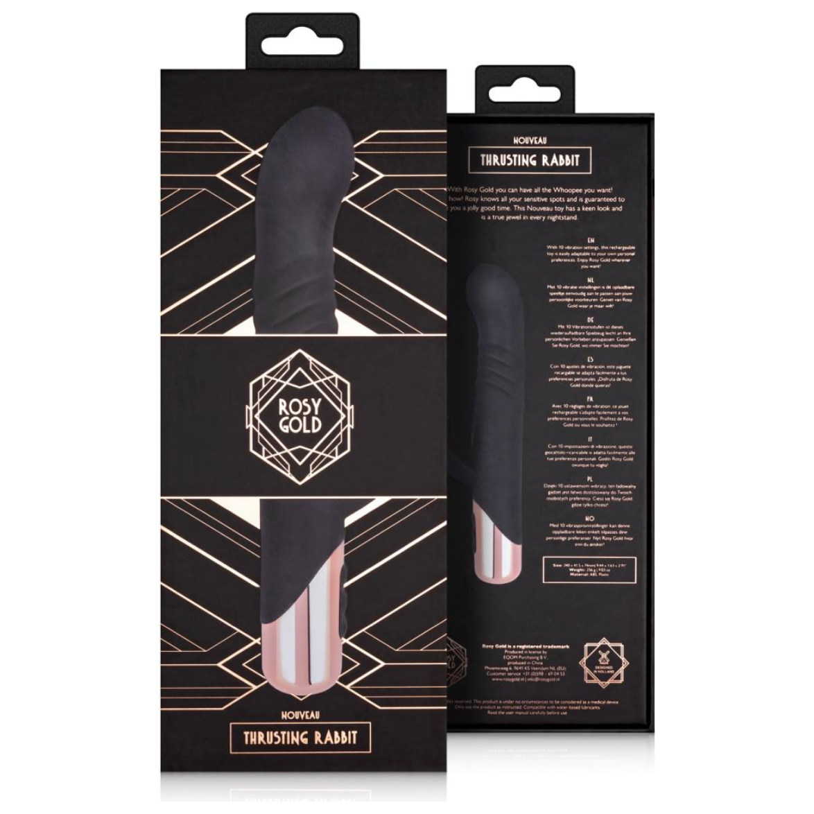 Rosy Gold - Rabbit Vibrator Met Stootfunctie - Zwart