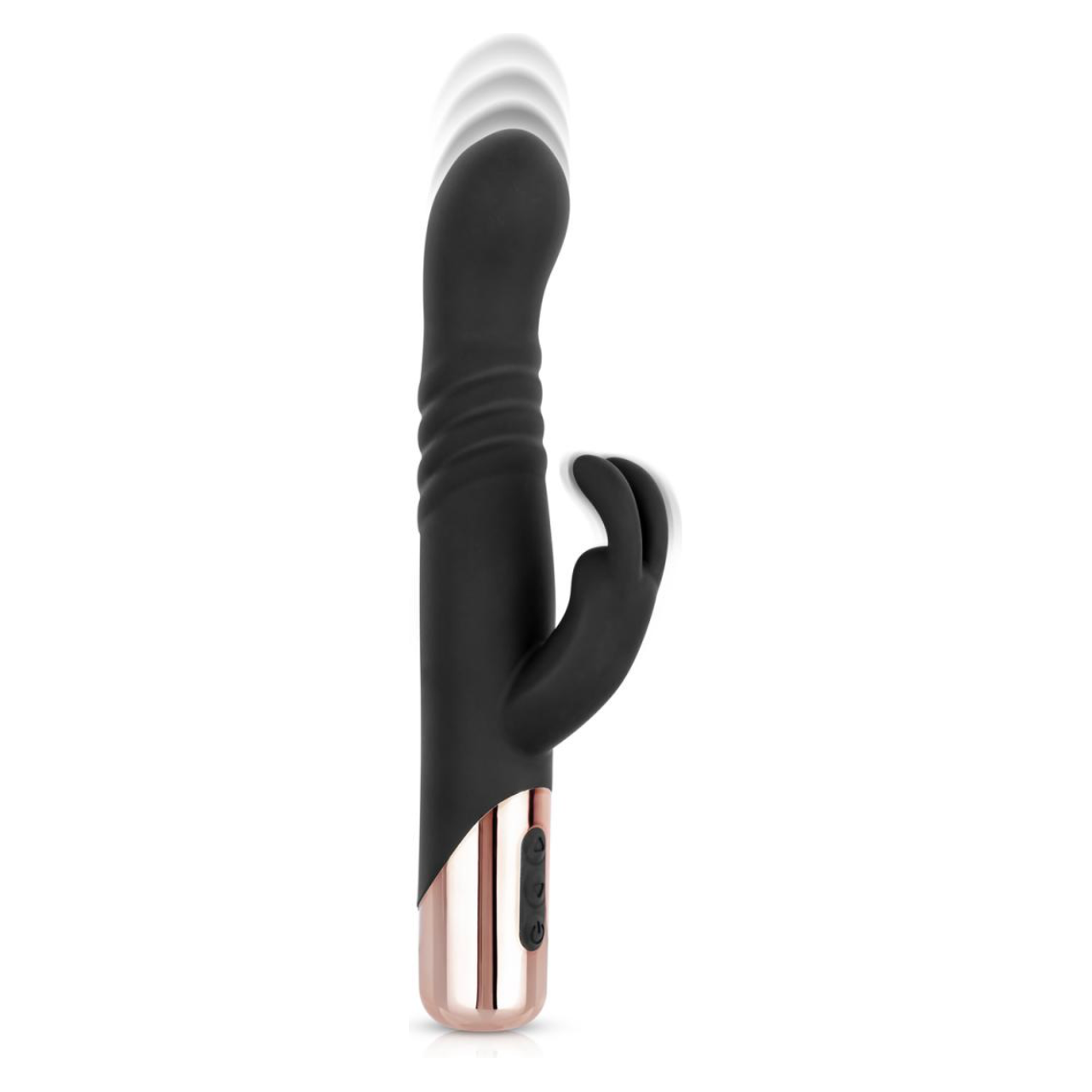 Rosy Gold - Rabbit Vibrator Met Stootfunctie - Zwart