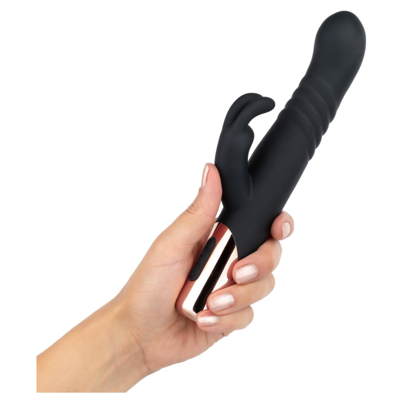 Rosy Gold - Rabbit Vibrator Met Stootfunctie - Zwart