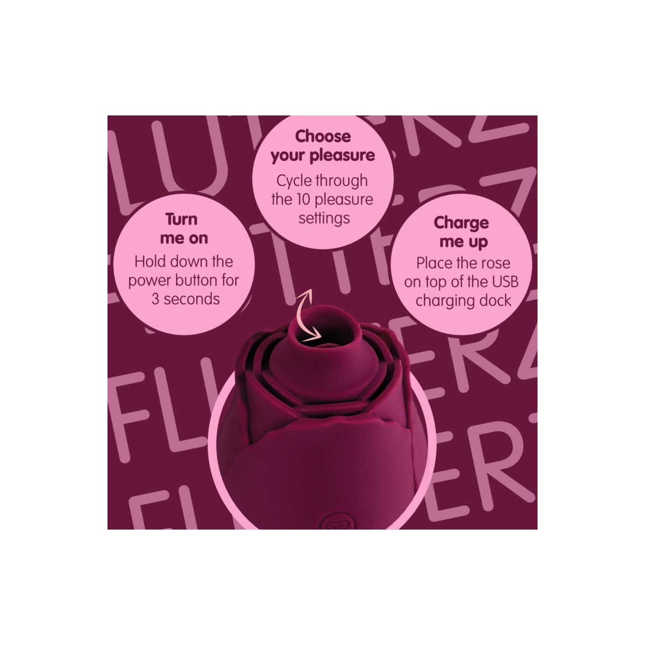 Skins Rose Buddies - The Rose Flutterz Vibrator - Wijnrood