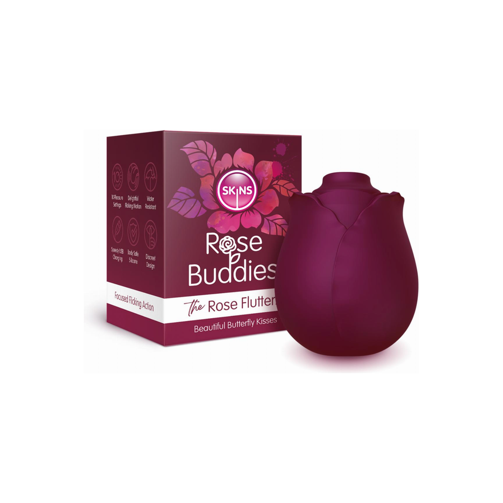 Skins Rose Buddies - The Rose Flutterz Vibrator - Wijnrood