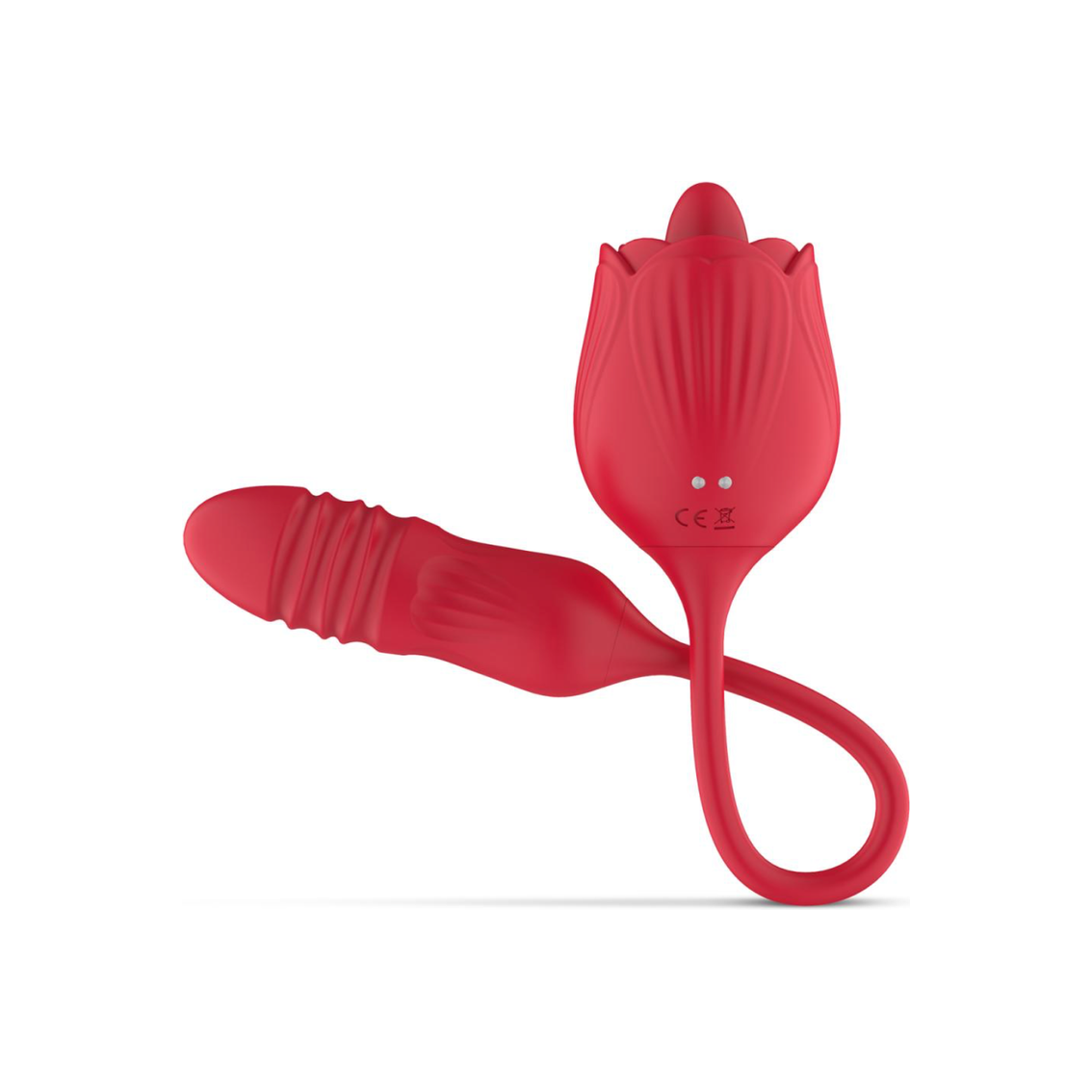 Teazers Roos Vibrator met Stotende Dildo