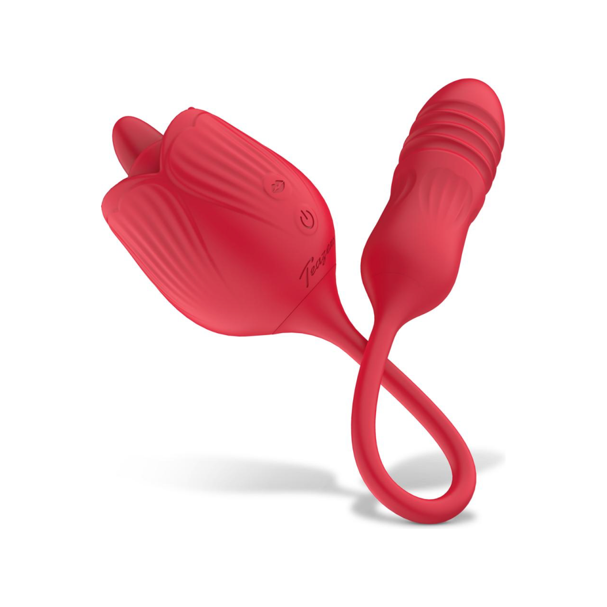 Teazers Roos Vibrator met Stotende Dildo