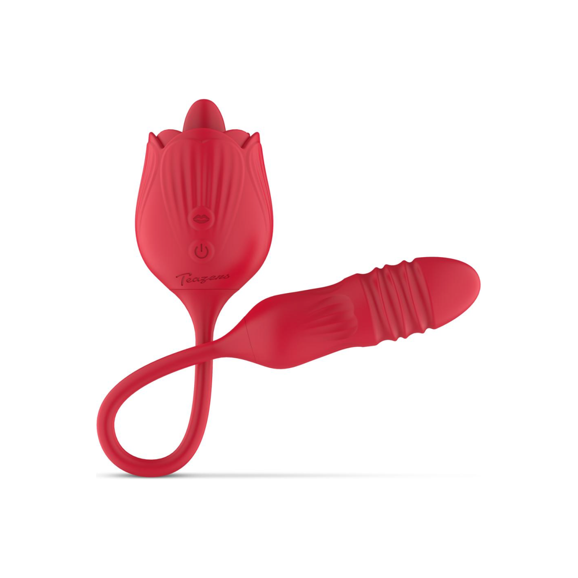 Teazers Roos Vibrator met Stotende Dildo