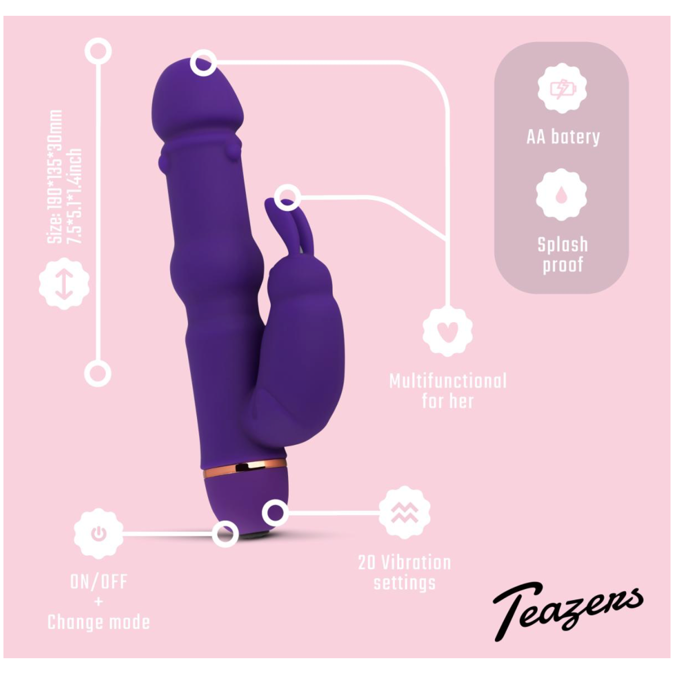 Teazers Siliconen Rabbit Vibrator - Paars