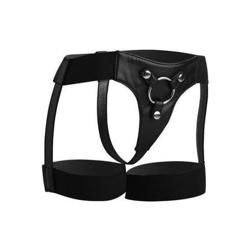 Zwart strap on harnas jarretel stijl