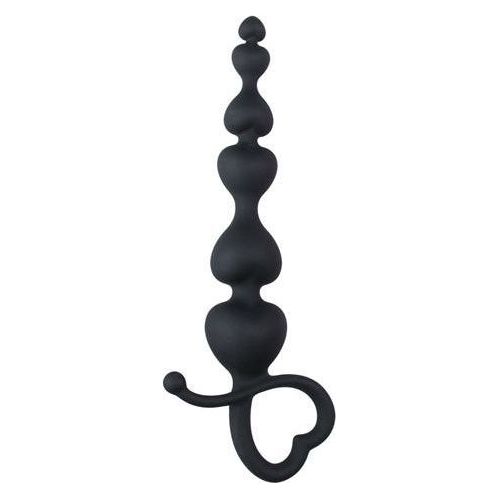 Zwarte anaal kralen met hartvormige greep