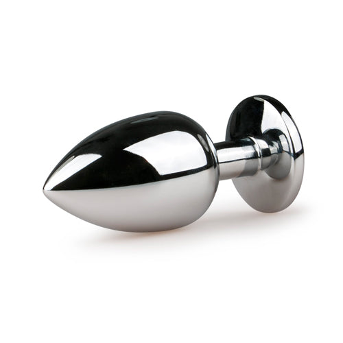 Zilverkleurige metalen buttplug met gladde afwerking en taps toelopend design, ideaal voor gebruik met sex artikelen.