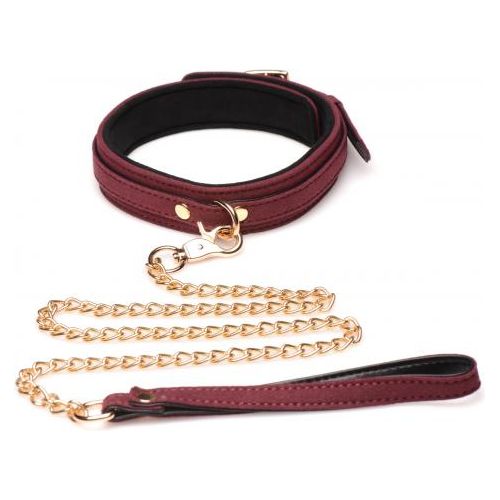 6-delige BDSM Suede Boeienset Met Collar En Riem - Bordeaux