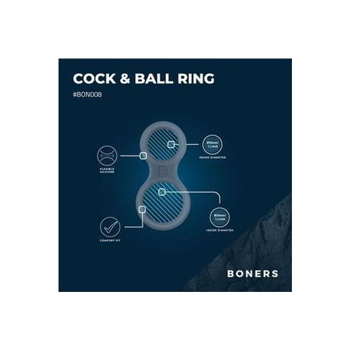 Boners Siliconen Cockring En Ballstretcher - Grijs