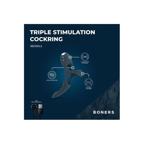 Boners Triple Cockring - Blauw