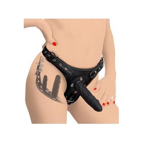 Double Penetration Strap On Harnas - Zwart
