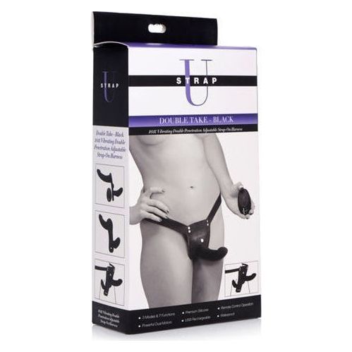 Double Take - Dubbele Vibrerende Strap-On - Zwart