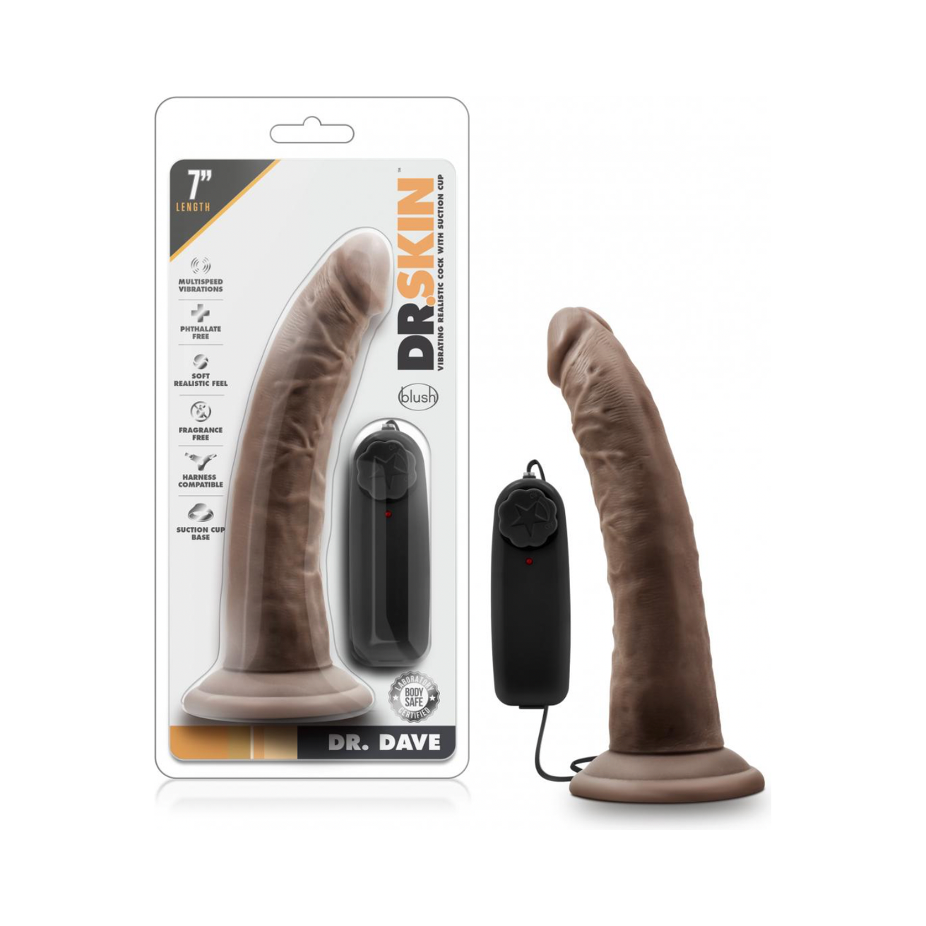 Dr. Skin - Dr. Dave Vibrator Met Zuignap - Chocolate