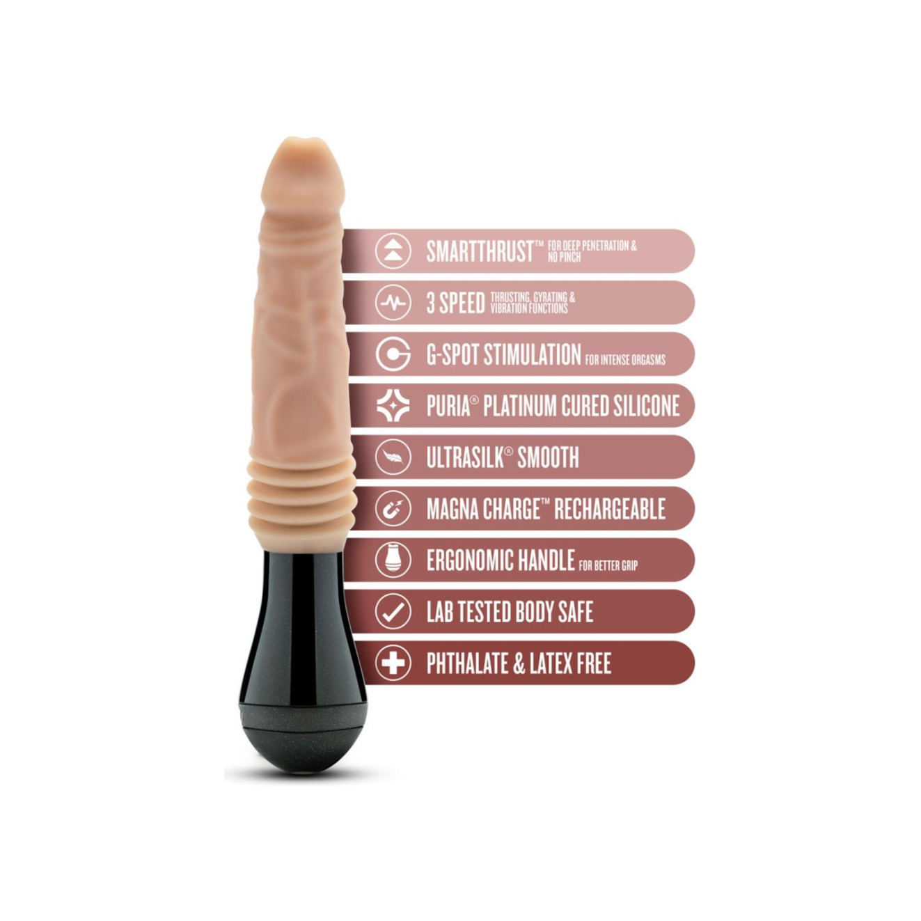 Dr. Skin Silicone - Dr. Knight - Stotende en Vibrerende Dildo - Beige