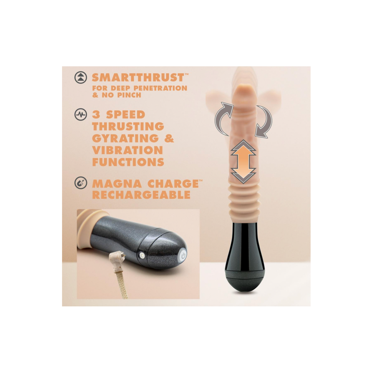 Dr. Skin Silicone - Dr. Knight - Stotende en Vibrerende Dildo - Beige