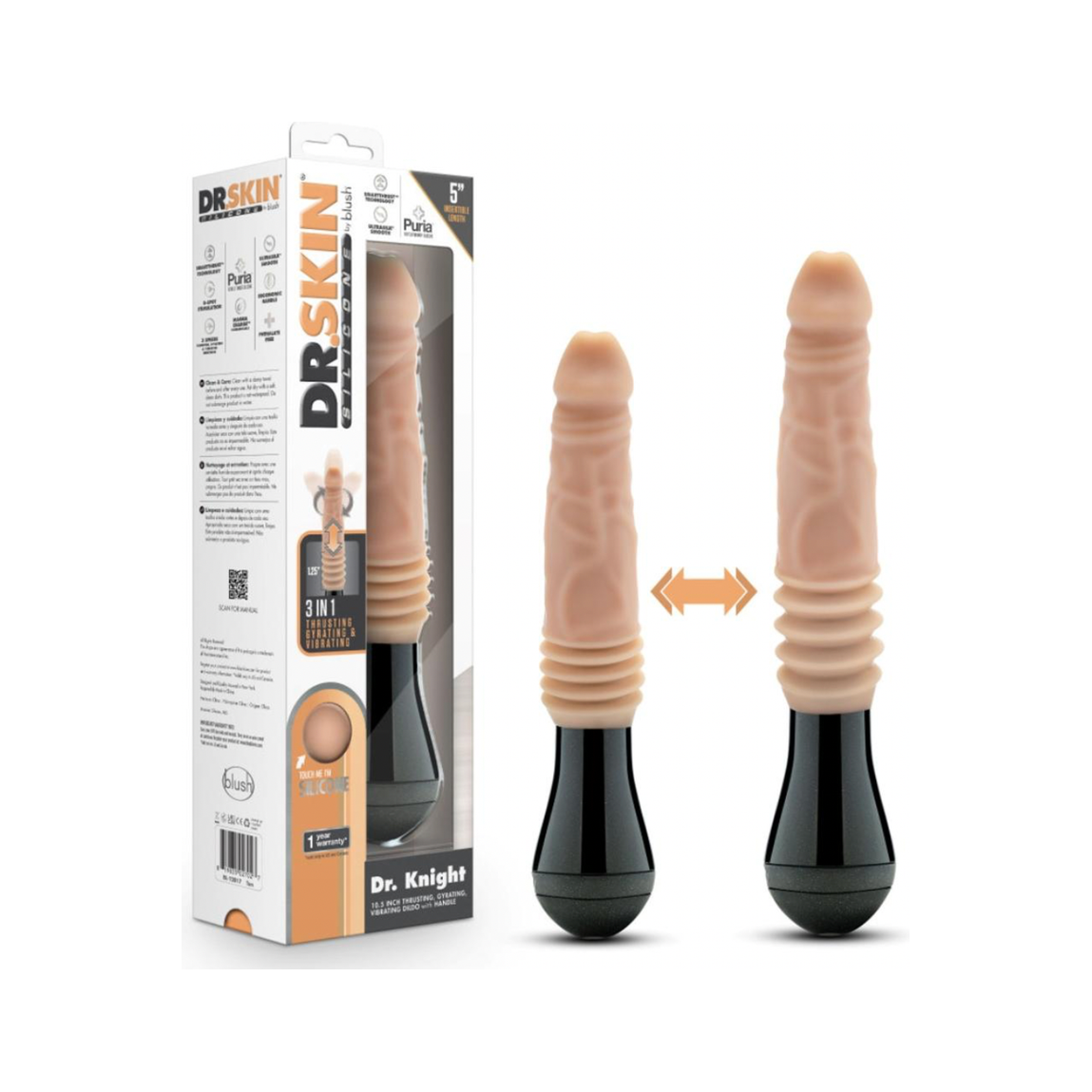 Dr. Skin Silicone - Dr. Knight - Stotende en Vibrerende Dildo - Beige