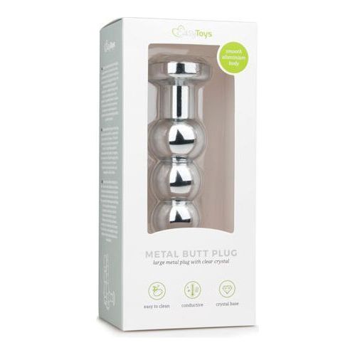 Dunne Geribbelde Buttplug Met Transparant Kristal