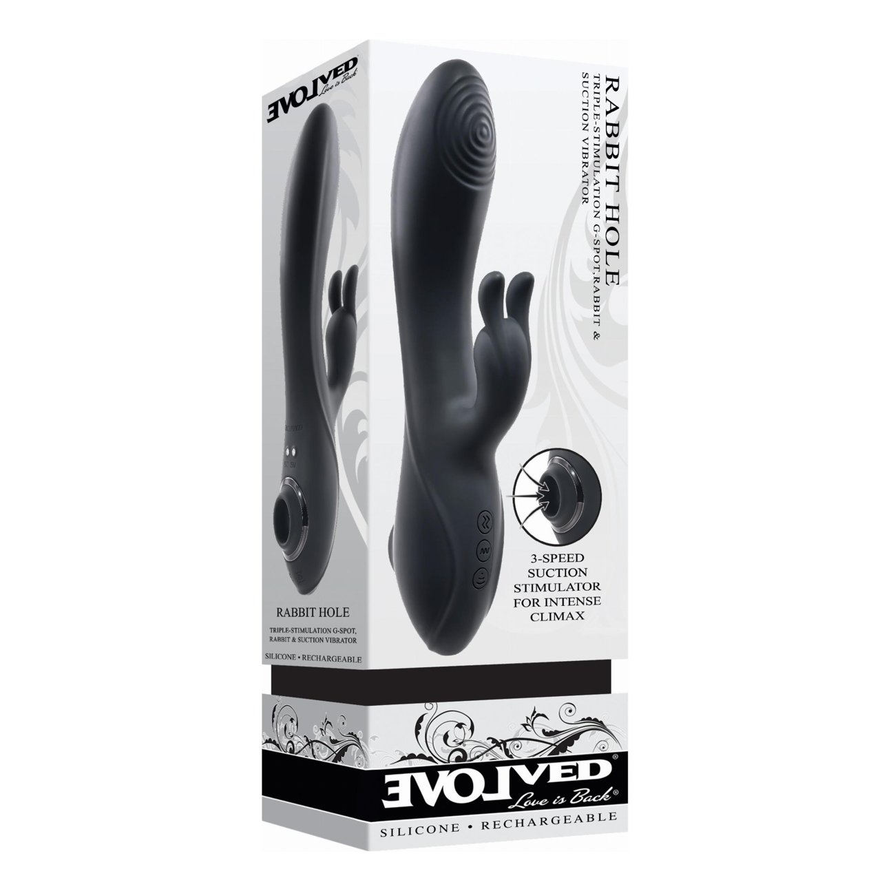 Evolved - Rabbit Hole Vibrator - Zwart