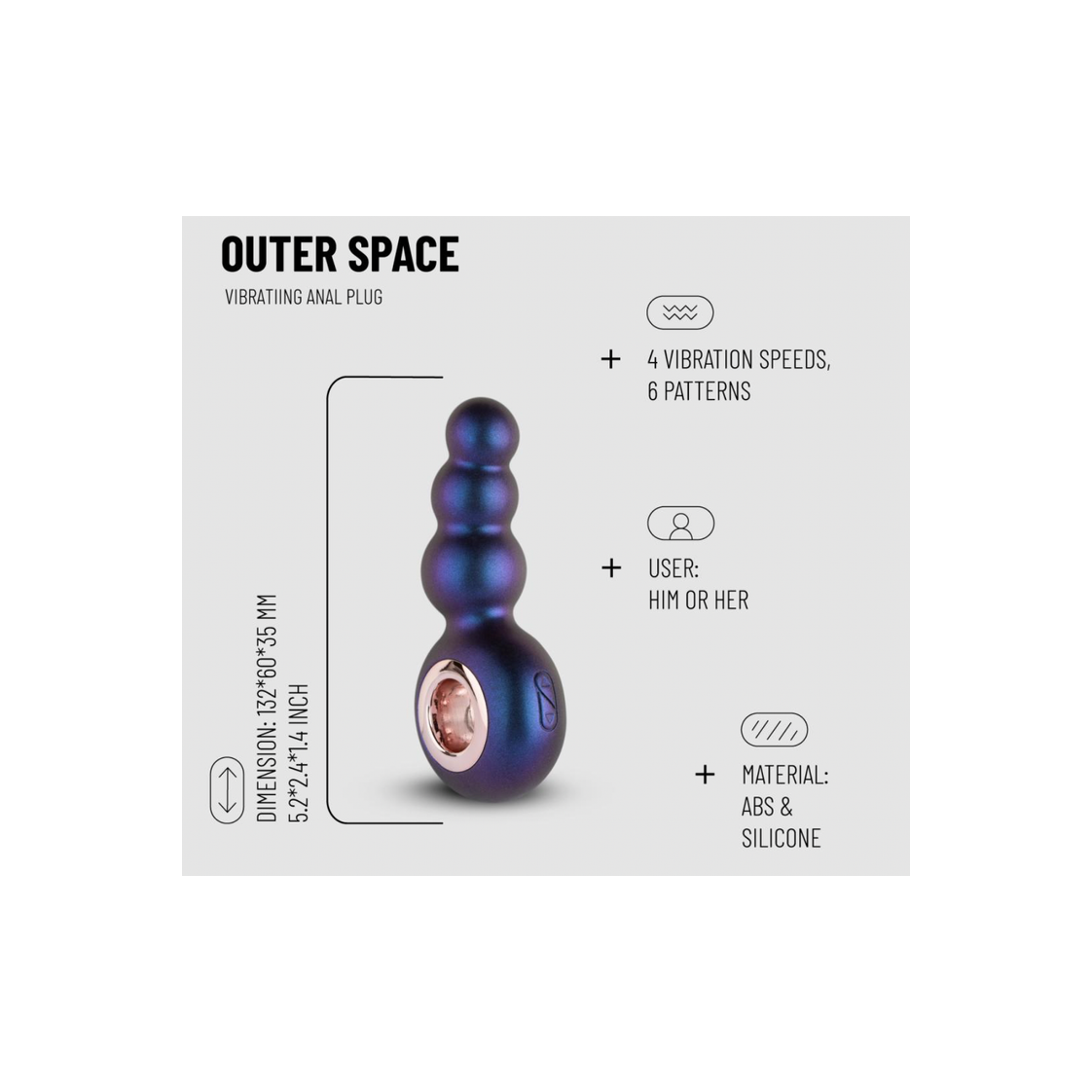 Hueman - Outer Space Vibrerende Buttplug