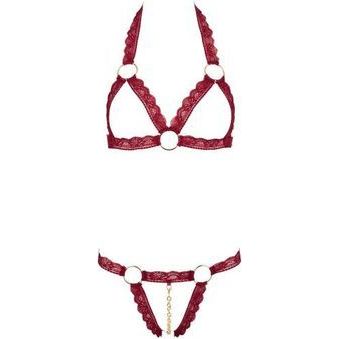Kanten BH-Set Open Cups - Rood