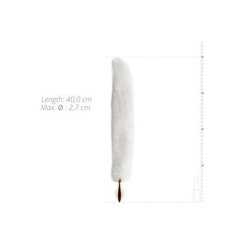 Kleine goudkleurige buttplug met witte vossenstaart