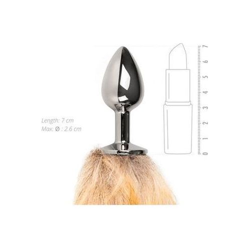 Kleine zilverkleurige buttplug met vossenstaart