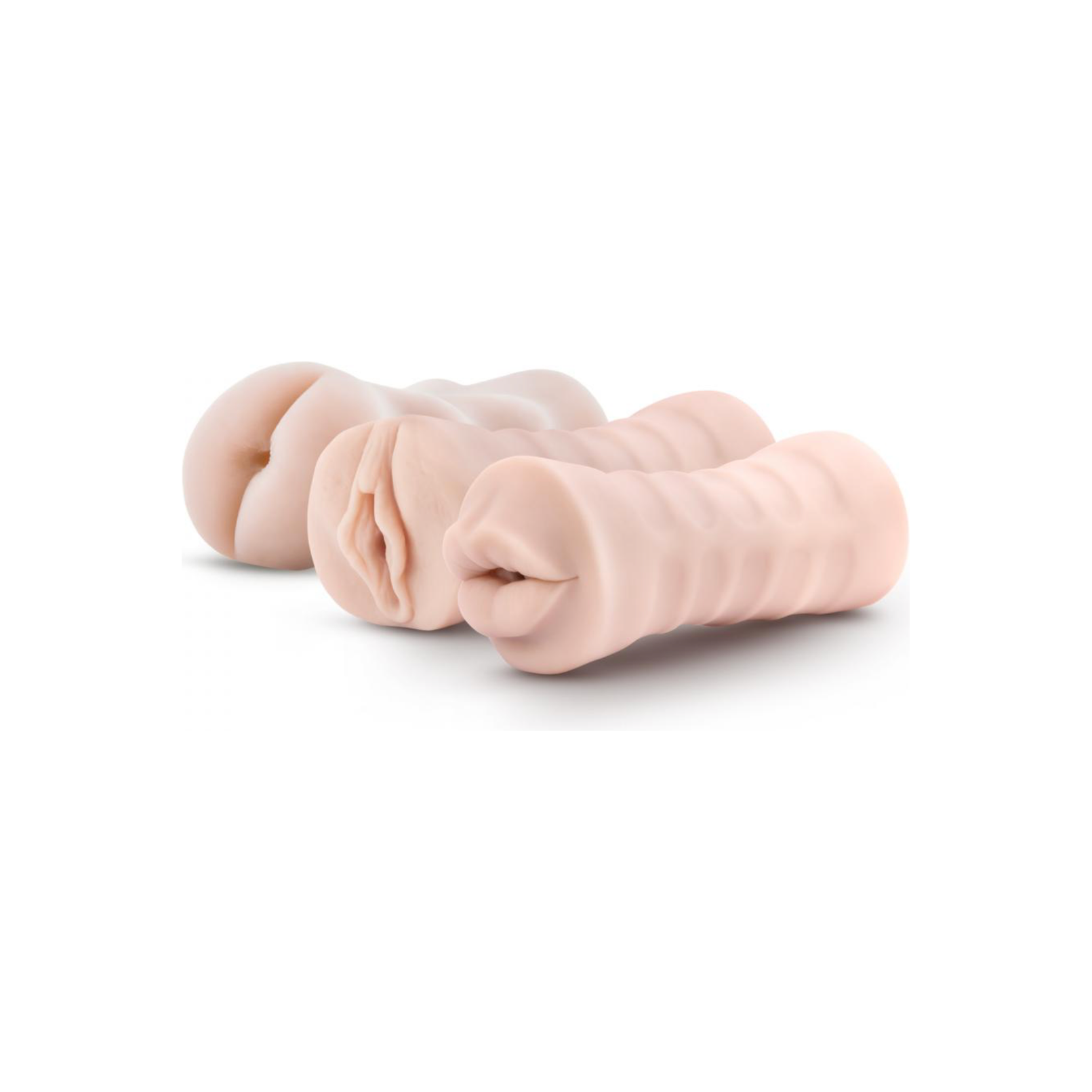 M for Men - Set Van 3 Masturbators Met Bullet Vibrator: Vagina, Anus, Mond