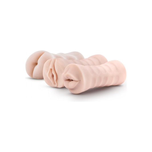 M for Men - Set Van 3 Masturbators Met Bullet Vibrator: Vagina, Anus, Mond