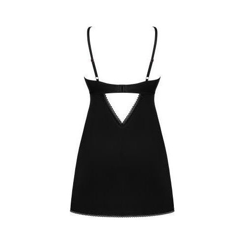 Obsessive - Rosenty Babydoll & String - Zwart/Paars