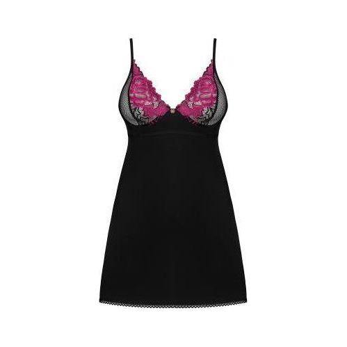 Obsessive - Rosenty Babydoll & String - Zwart/Paars