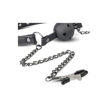 Open Ball Gag Met Tepelklemmen