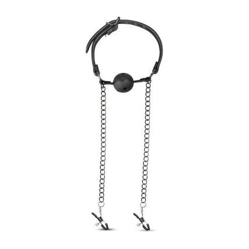 Open Ball Gag Met Tepelklemmen