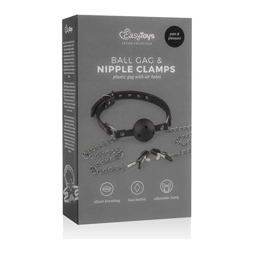 Open Ball Gag Met Tepelklemmen