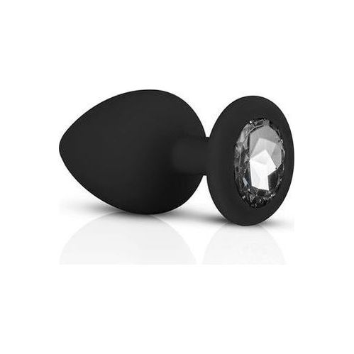 Siliconen Buttplug Met Diamant - Zwart