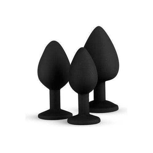 Siliconen Buttplug Met Diamant - Zwart
