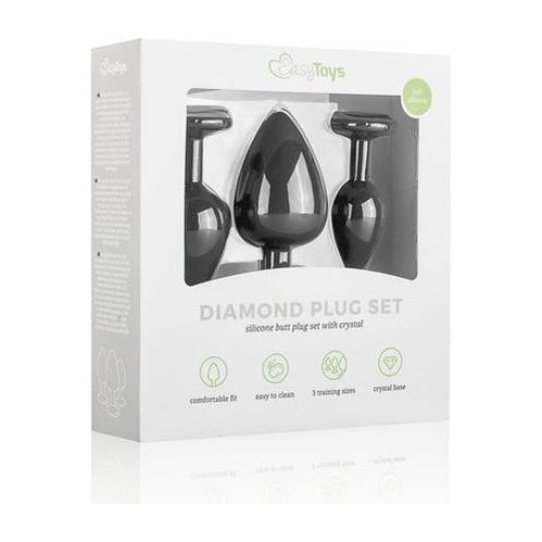 Siliconen Buttplug Met Diamant - Zwart