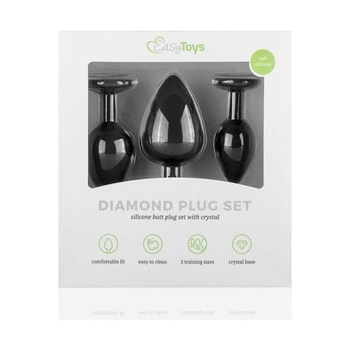 Siliconen Buttplug Met Diamant - Zwart
